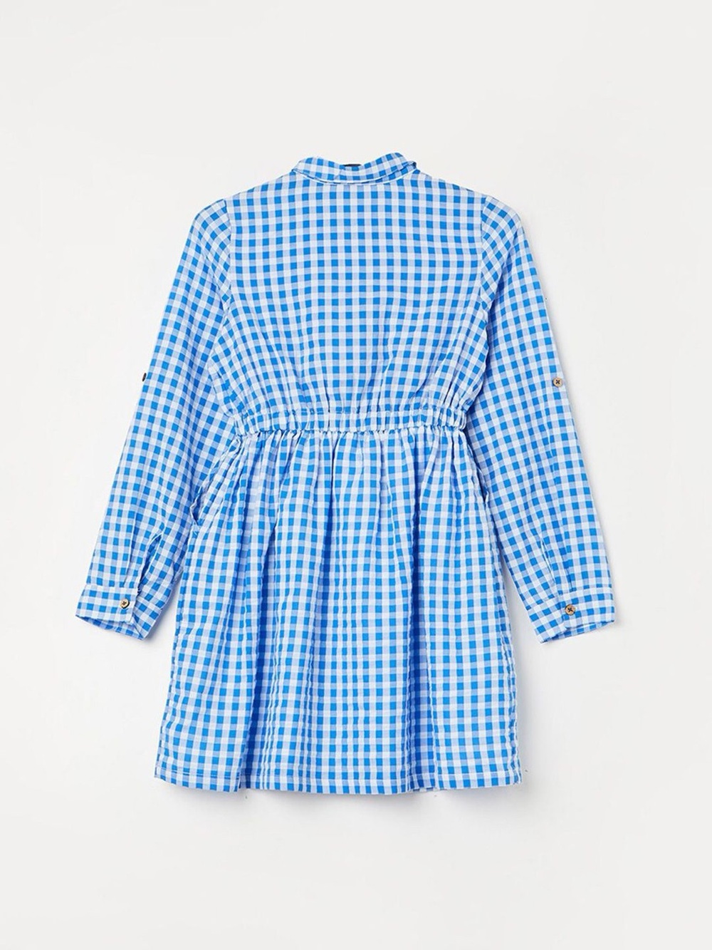 Teija Blue Gingham Long-Sleeve Shirt Dress
